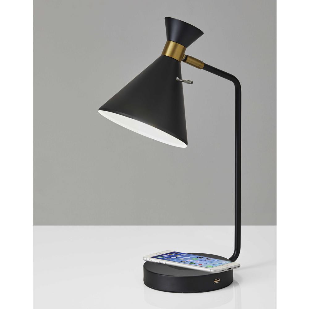Asymmetrical Diabolo Black Metal Desk Lamp - 372728. Picture 3