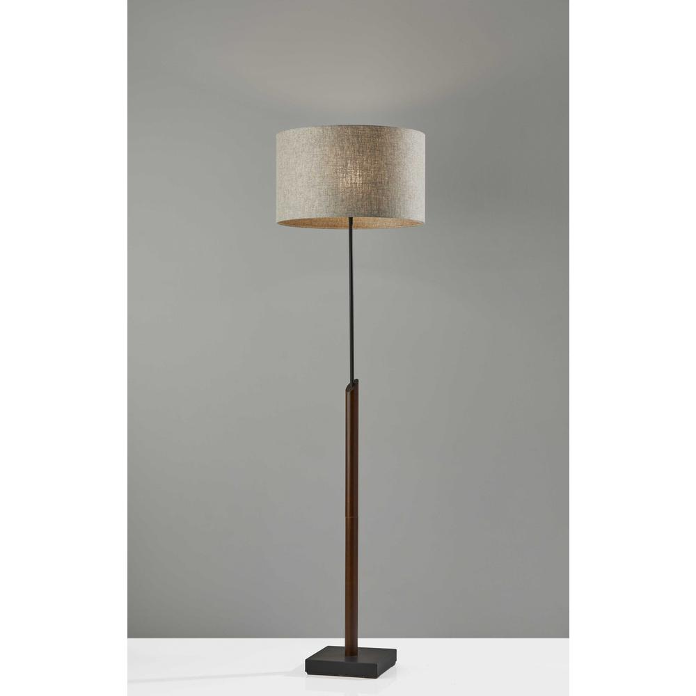 Sculptural Wood Floor Lamp with Black Metal Accents. Picture 1