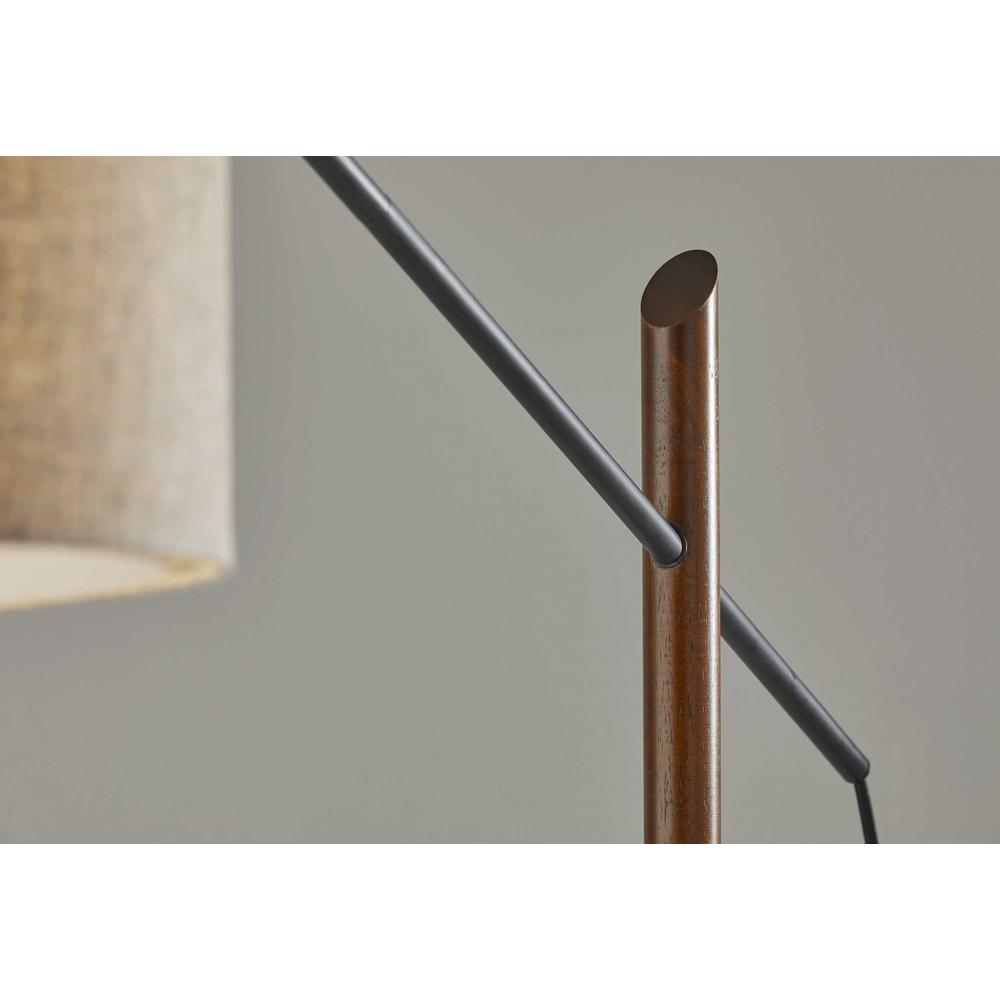 Sculptural Wood Floor Lamp with Adjustable Black Metal Arm - 372736. Picture 3