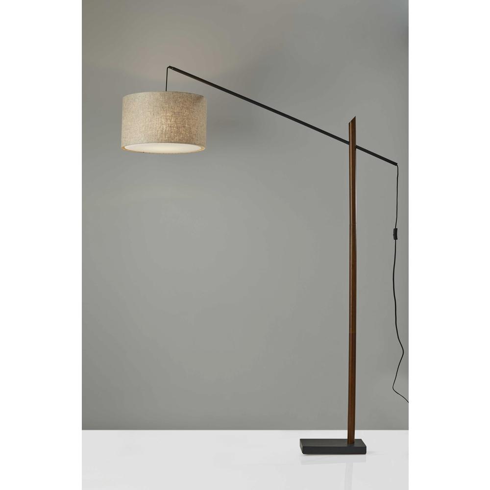 Sculptural Wood Floor Lamp with Adjustable Black Metal Arm - 372736. Picture 4