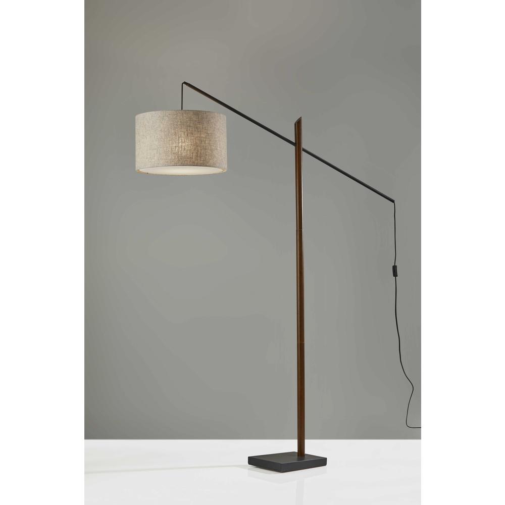 Sculptural Wood Floor Lamp with Adjustable Black Metal Arm - 372736. Picture 6