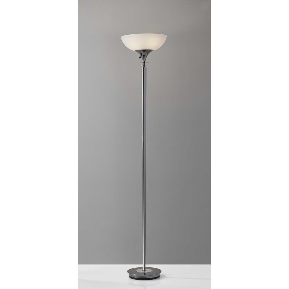 Modern Black Nickel Thick Pole Torchiere Floor Lamp - 372741. Picture 1