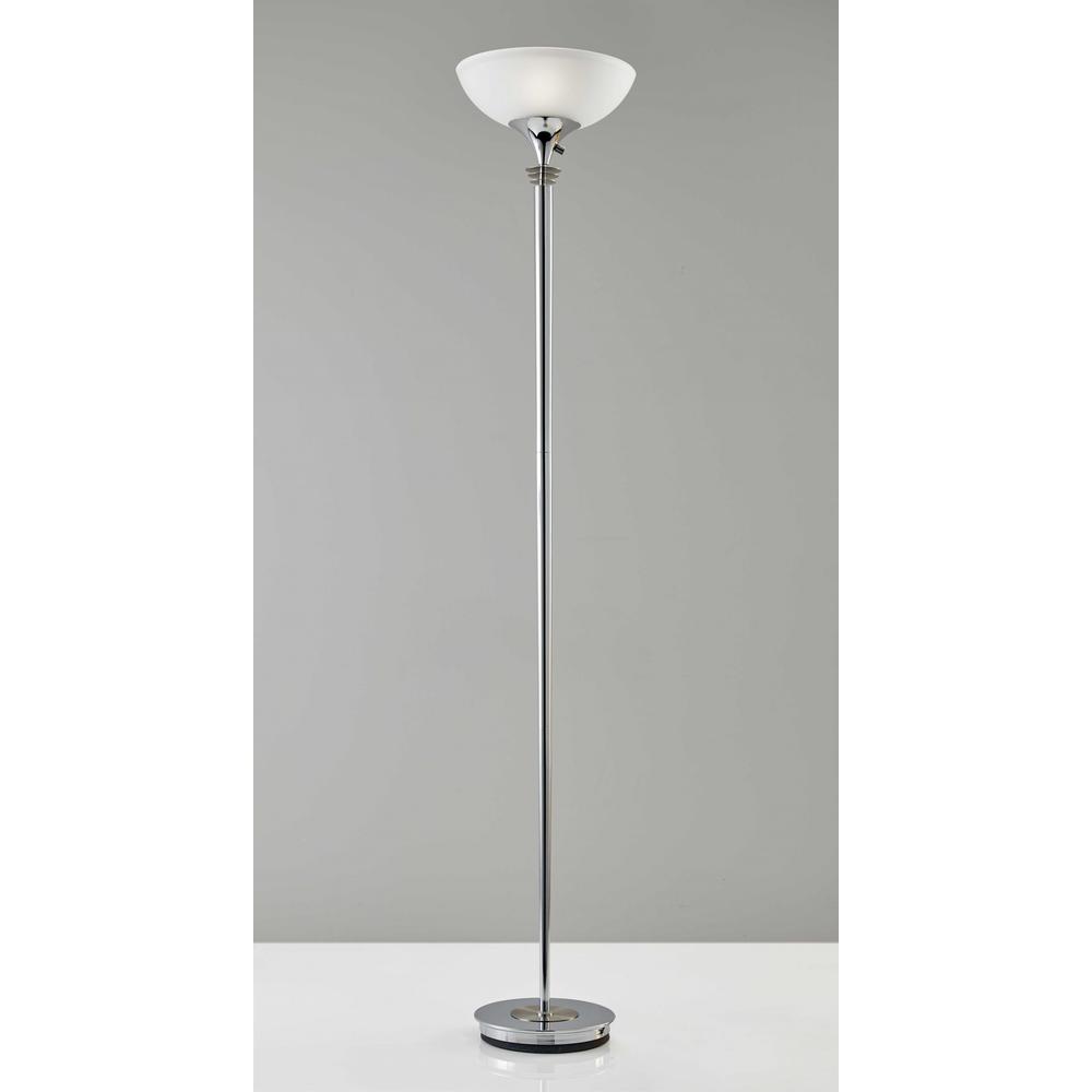 Modern Chrome Thick Pole Torchiere Floor Lamp - 372742. Picture 1