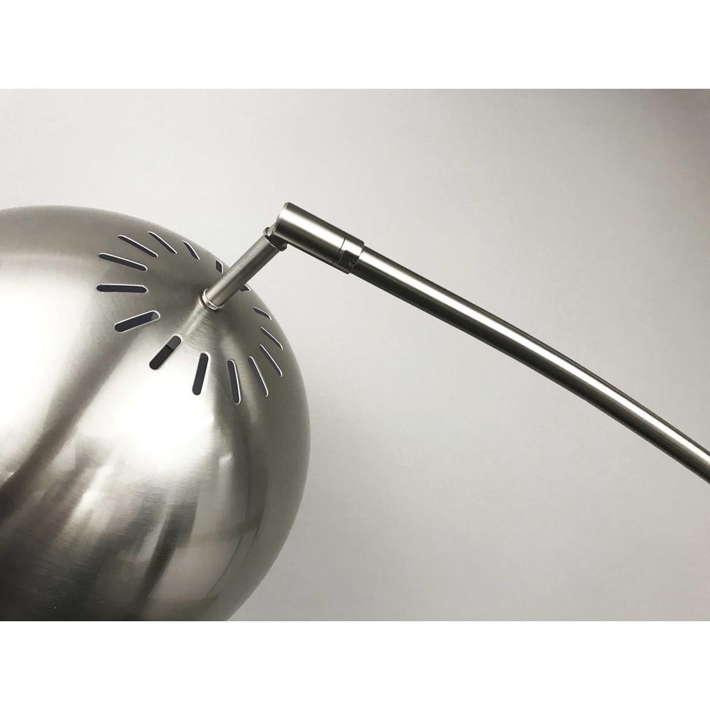 Curved Arm Floor Lamp with Spherical Satin Steel Shade - 372755. Picture 2