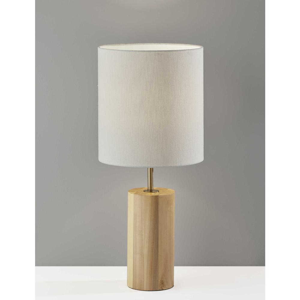Natural Wood Circular Block Table Lamp - 372829. Picture 1