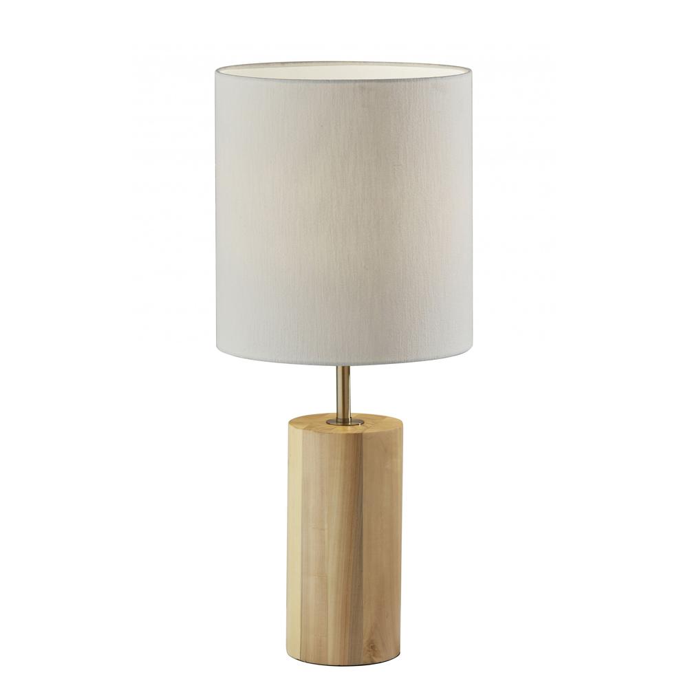 Natural Wood Circular Block Table Lamp - 372829. Picture 2