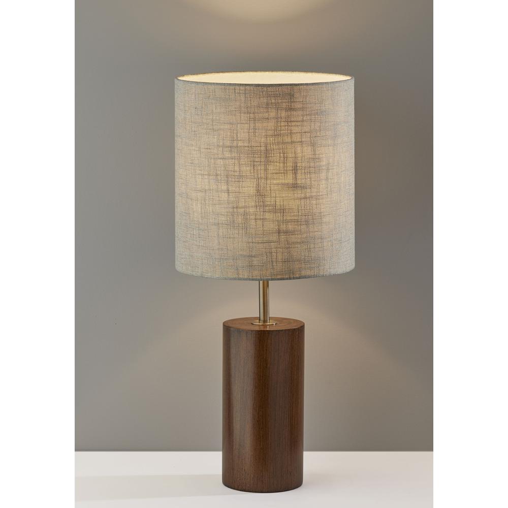 Walnut Wood Circular Block Table Lamp - 372830. Picture 2
