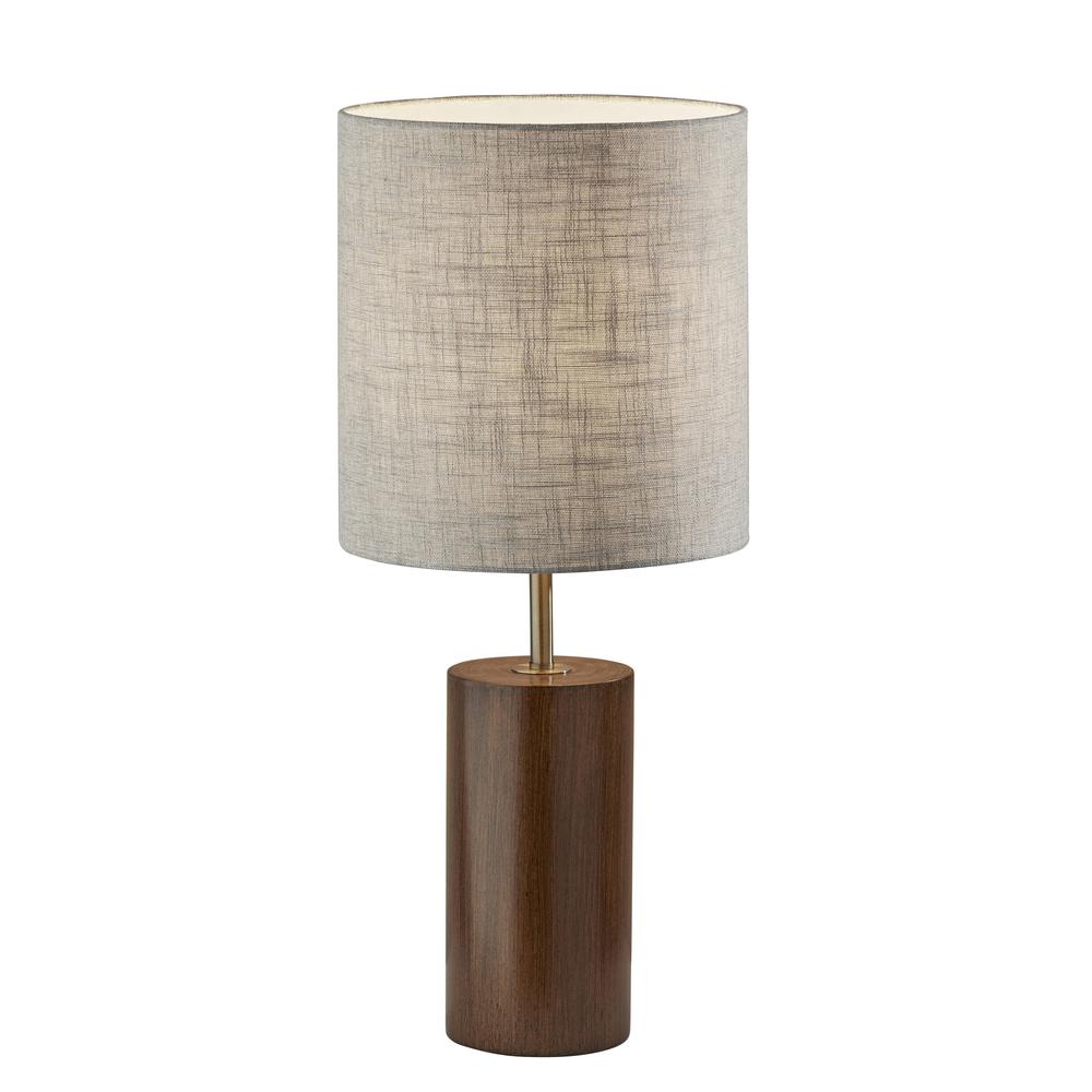 Walnut Wood Circular Block Table Lamp - 372830. Picture 3