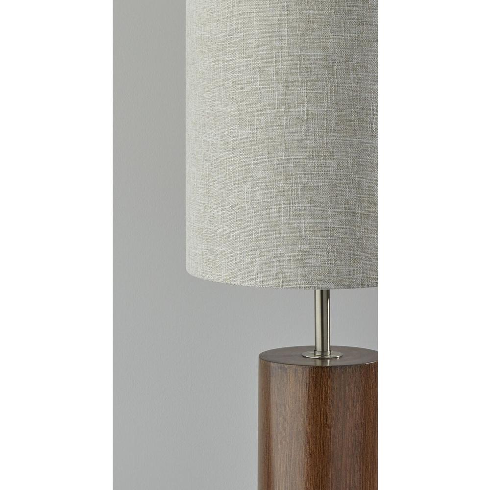 Walnut Wood Circular Block Table Lamp - 372830. Picture 4