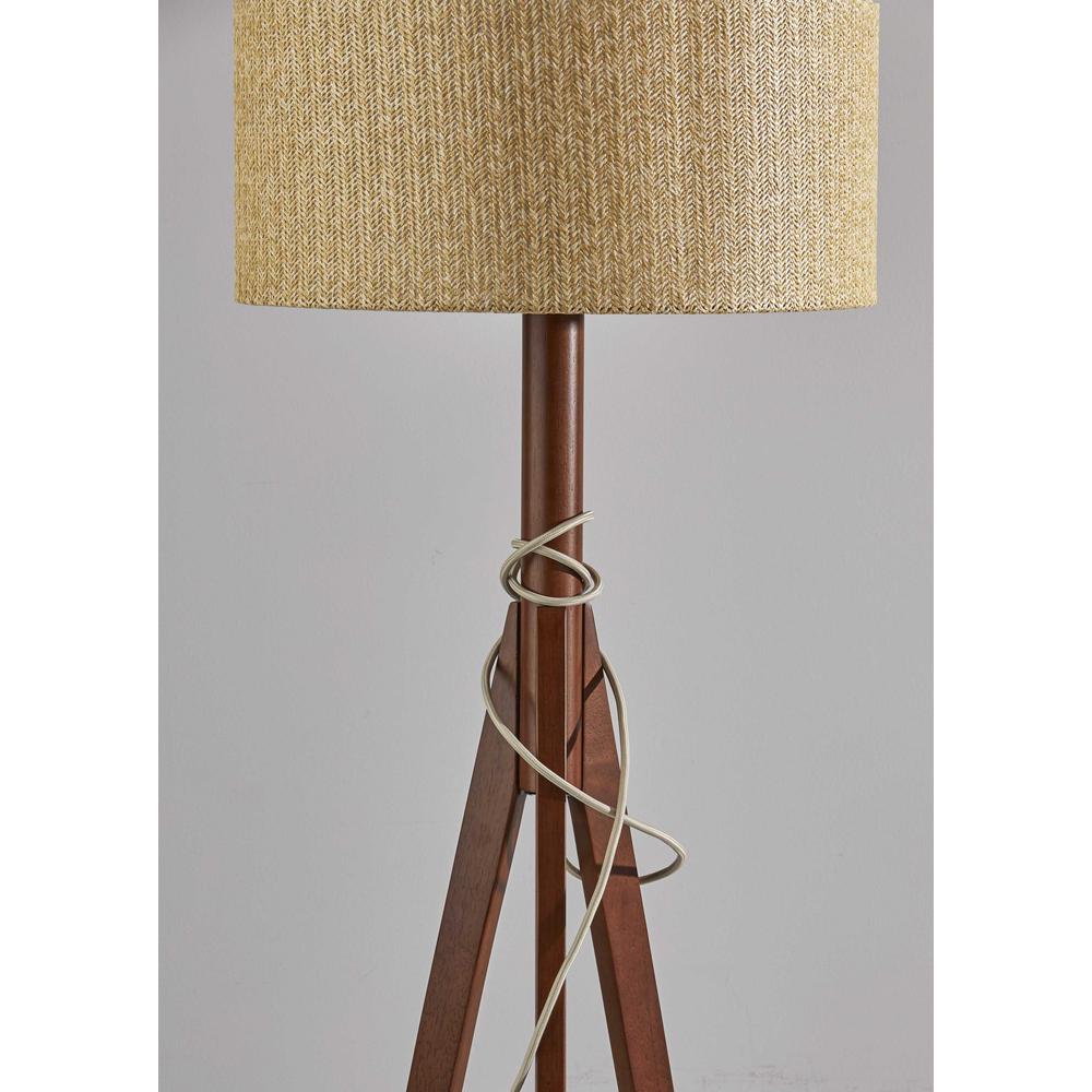 Natural Chunky Tripod Floor Lamp With Walnut Wood. Picture 2