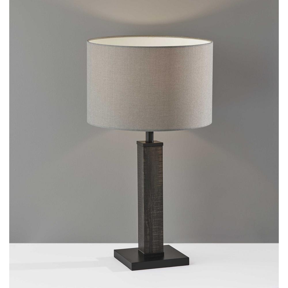 Black Wood Monument Table Lamp - 372868. Picture 1