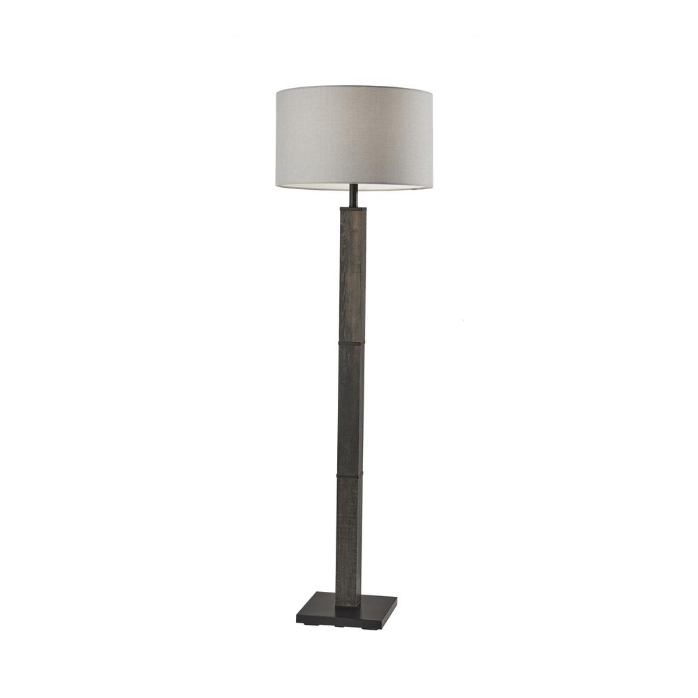 Black Wood Pillar Floor Lamp. Picture 1