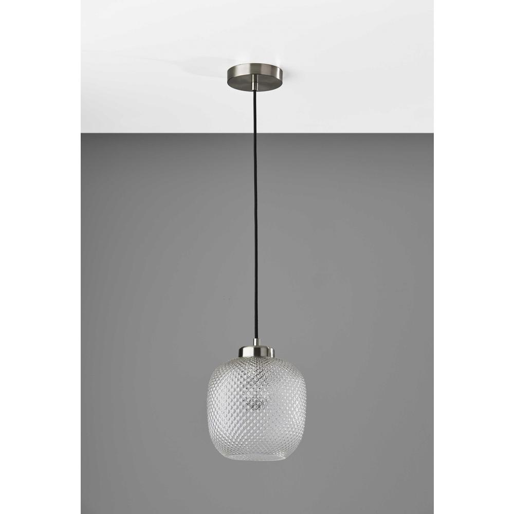 Dotty Glass Brushed Steel Metal Pendant - 372874. The main picture.