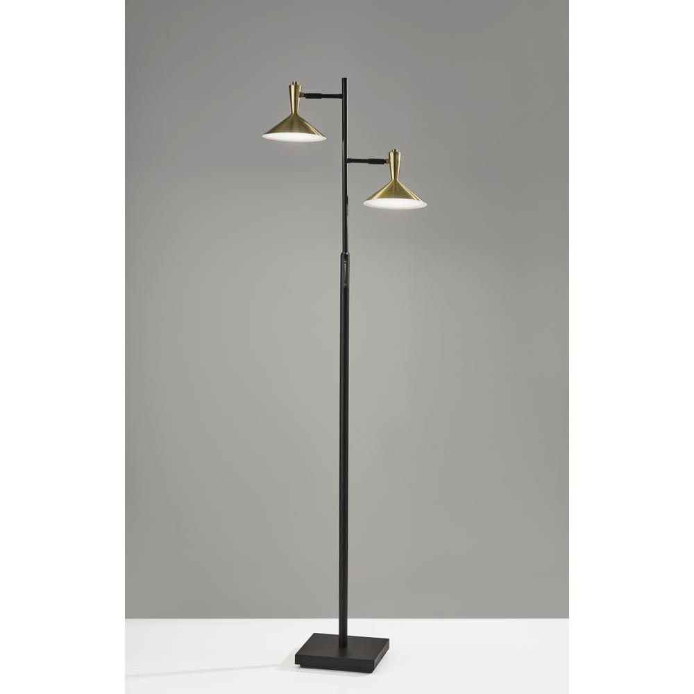 Double Brass Spotlight LED Floor Lamp in Black Metal - 372889. Picture 3