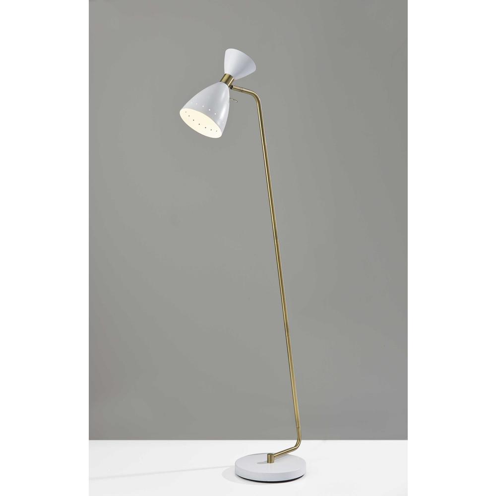 Brass Cinch Floor Lamp in White Metal. Picture 1