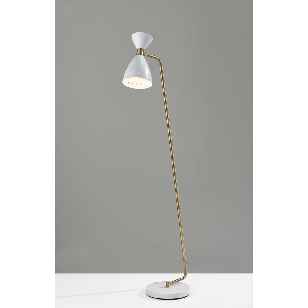 Brass Cinch Floor Lamp in White Metal. Picture 2