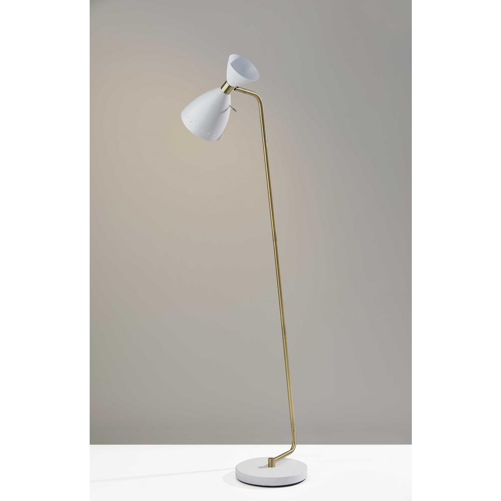 Brass Cinch Floor Lamp in White Metal. Picture 3