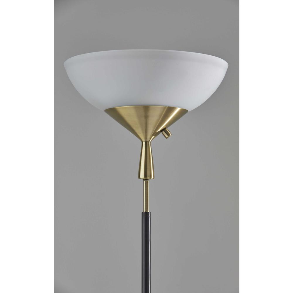 Sleek Torchiere Black Metal Frosted Alabaster Glass Shade - 372900. Picture 3