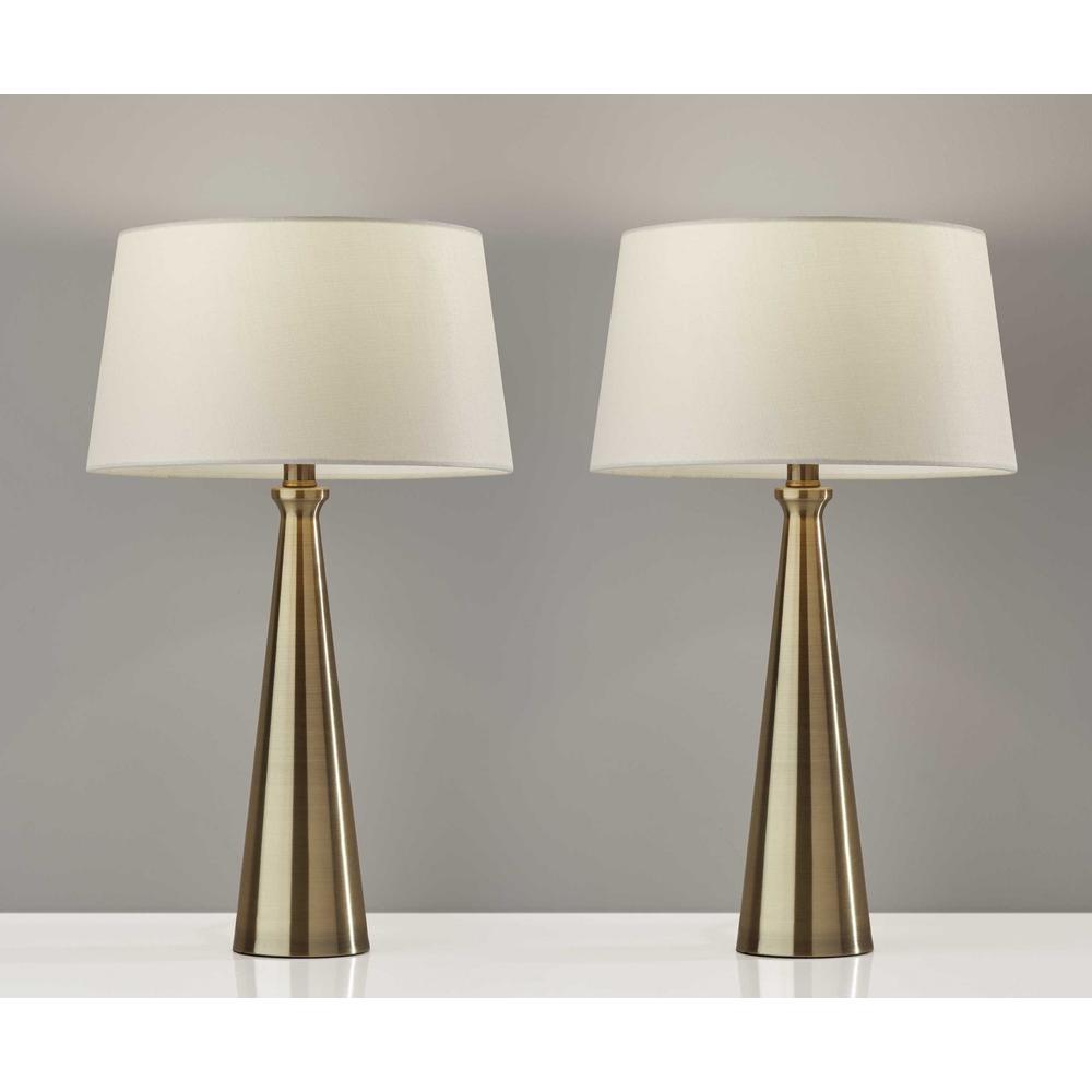 Set of 2 Contemporary Tapered Brass Metal Table Lamps - 372909. Picture 2