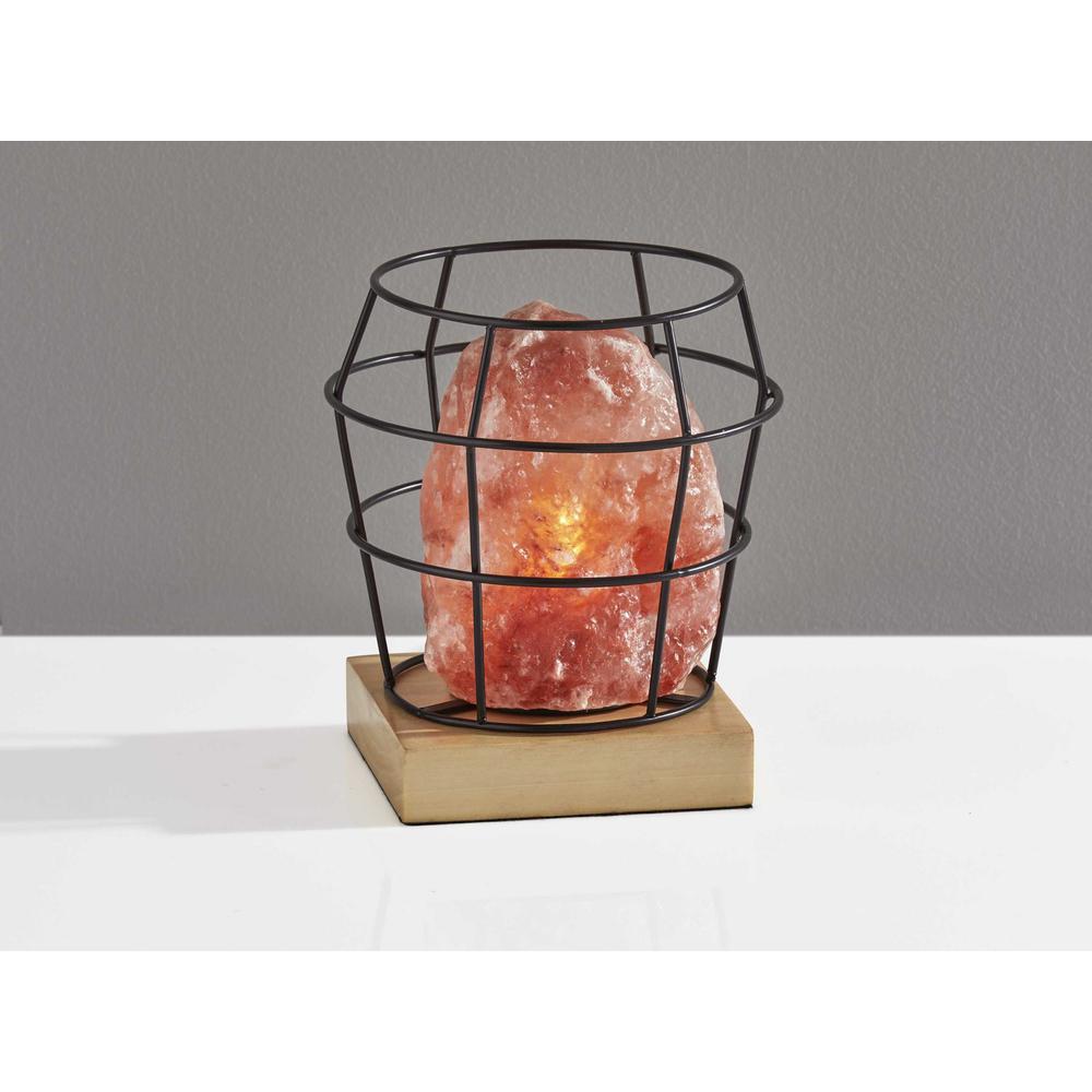 Himalayan Salt Table Lamp With Black Wire Basket - 372915. Picture 1