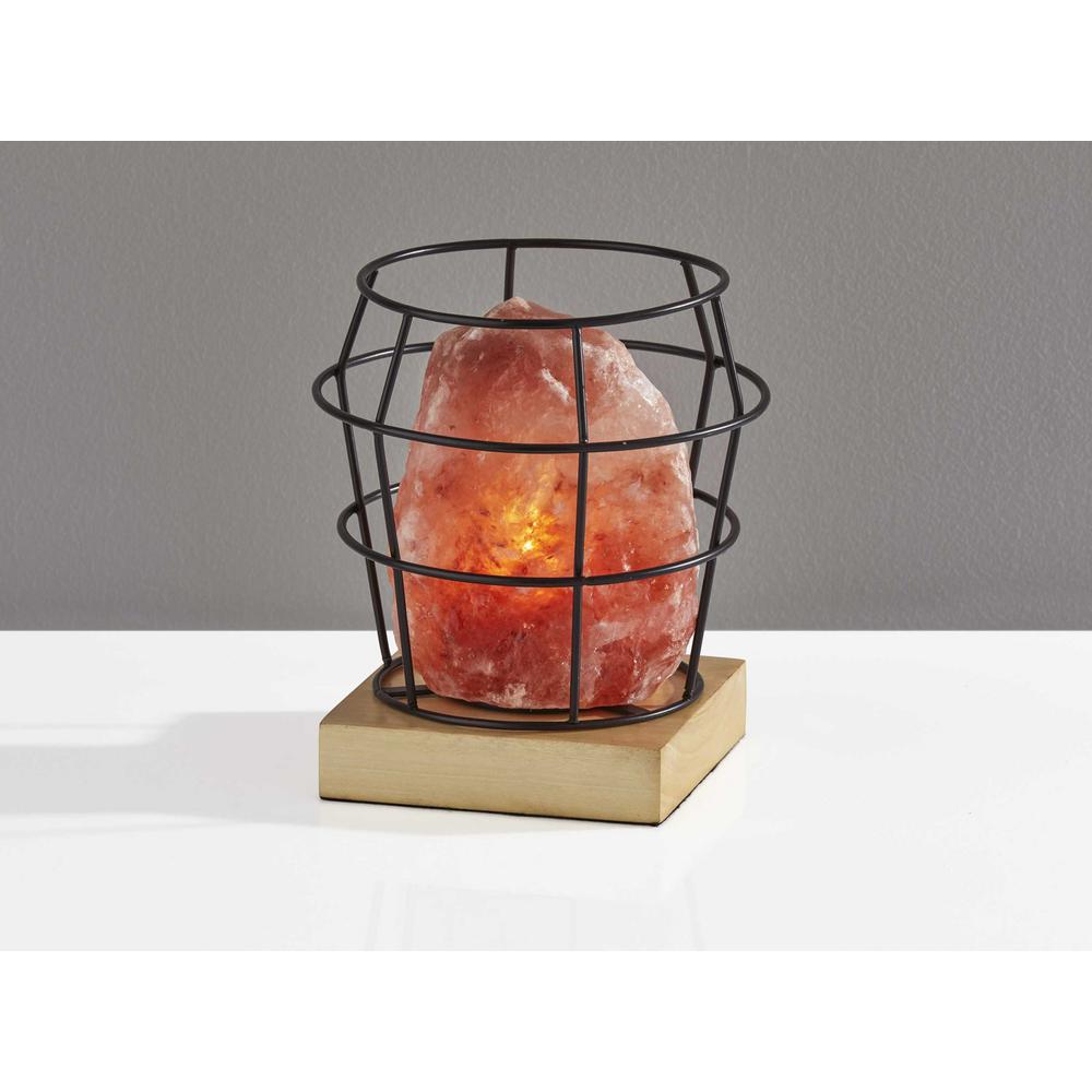 Himalayan Salt Table Lamp With Black Wire Basket - 372915. Picture 3