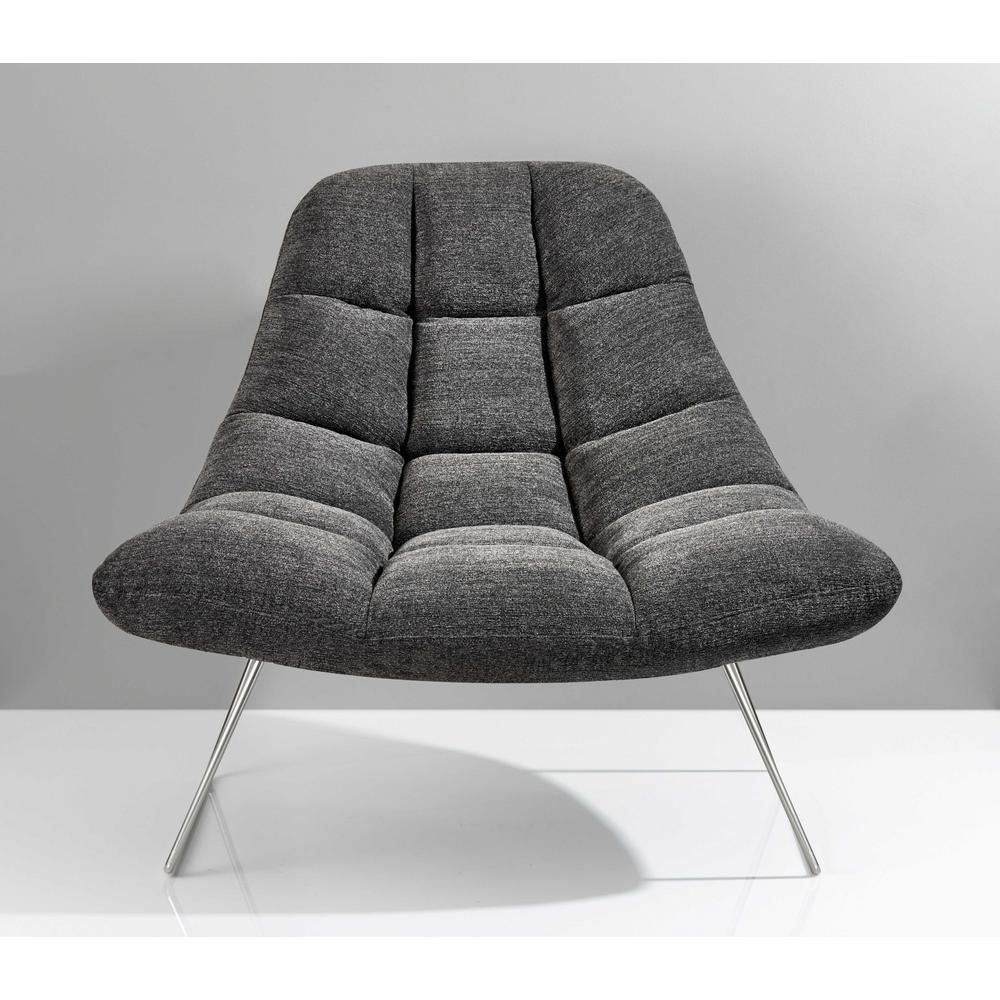 40" X 33" X 33" Dark Grey Soft Textured Fabric and Brushed Steel Chair - 372932. Picture 1