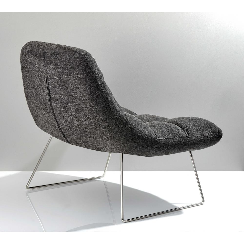 40" X 33" X 33" Dark Grey Soft Textured Fabric and Brushed Steel Chair - 372932. Picture 2