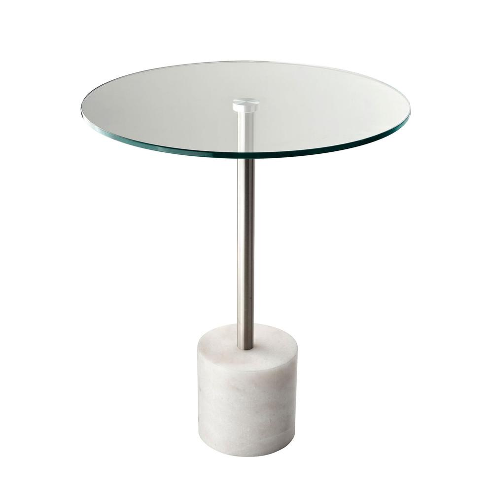 Steel White Marble and Glass End or Side Table. Picture 1