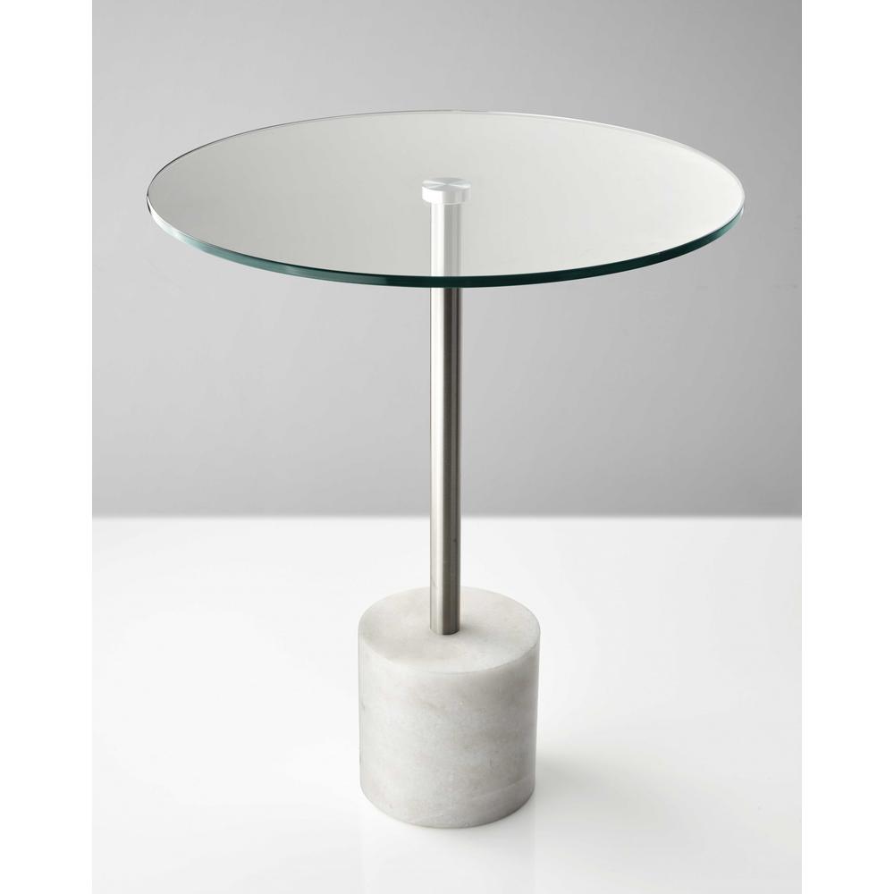 Steel White Marble and Glass End or Side Table. Picture 2
