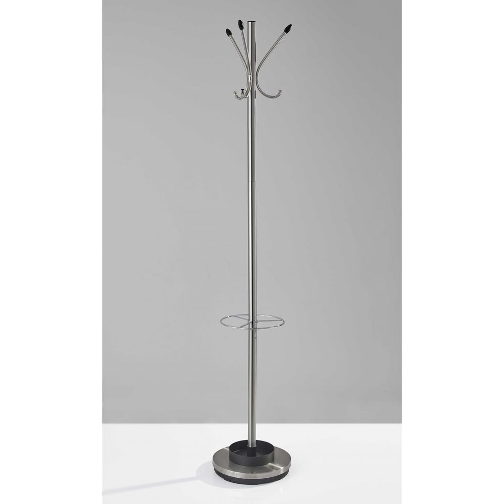 13" X 68" Brushed Steel Brushed Steel Stand  Coat Rack - 372949. Picture 1