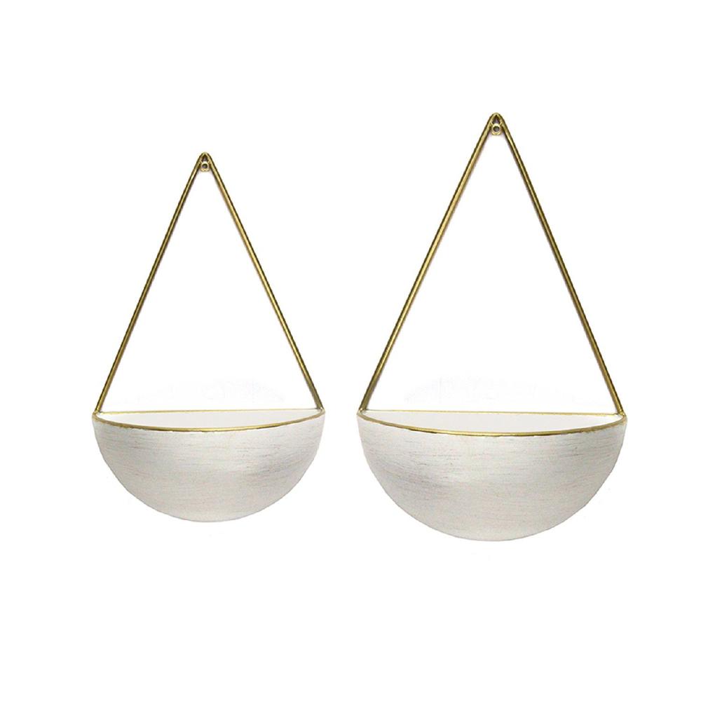 Creamy Round Metal Wall Planters - 373131. Picture 1