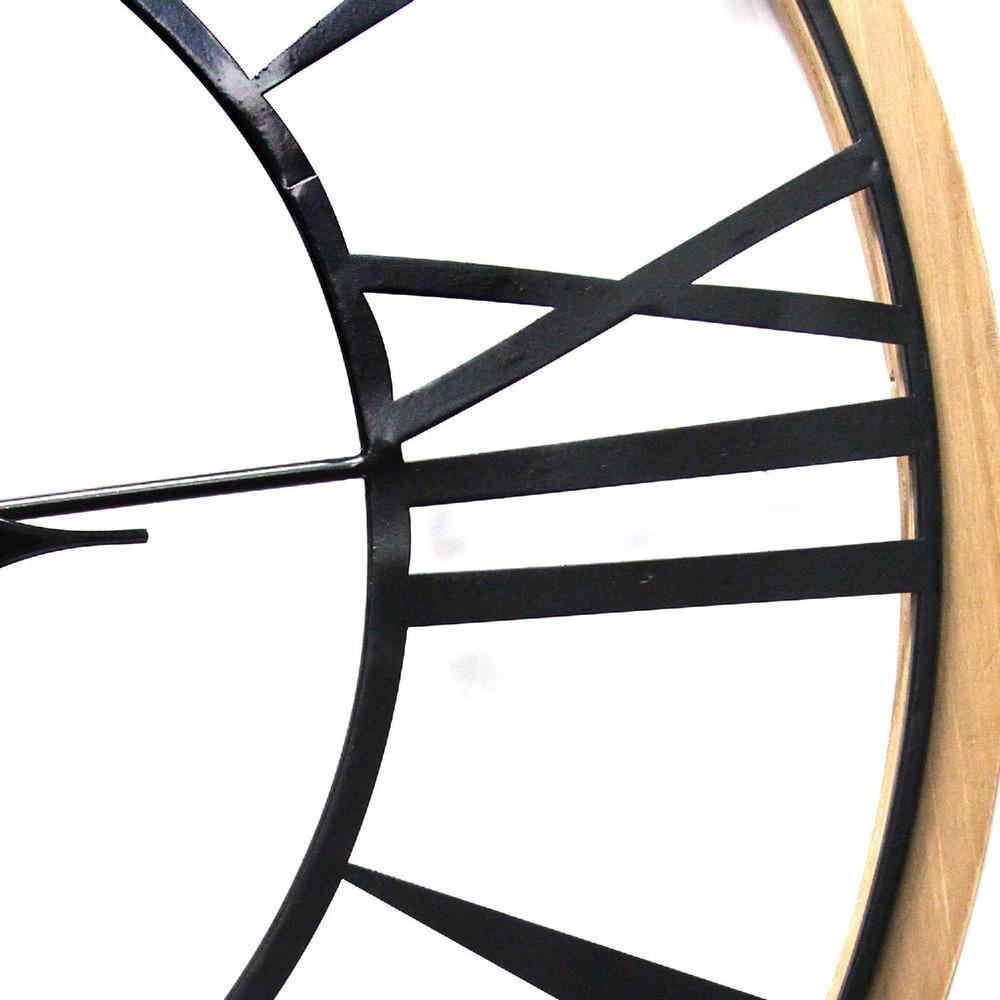 Round Metal  Wood Frame Columbus  Wall Clock - 373143. Picture 3