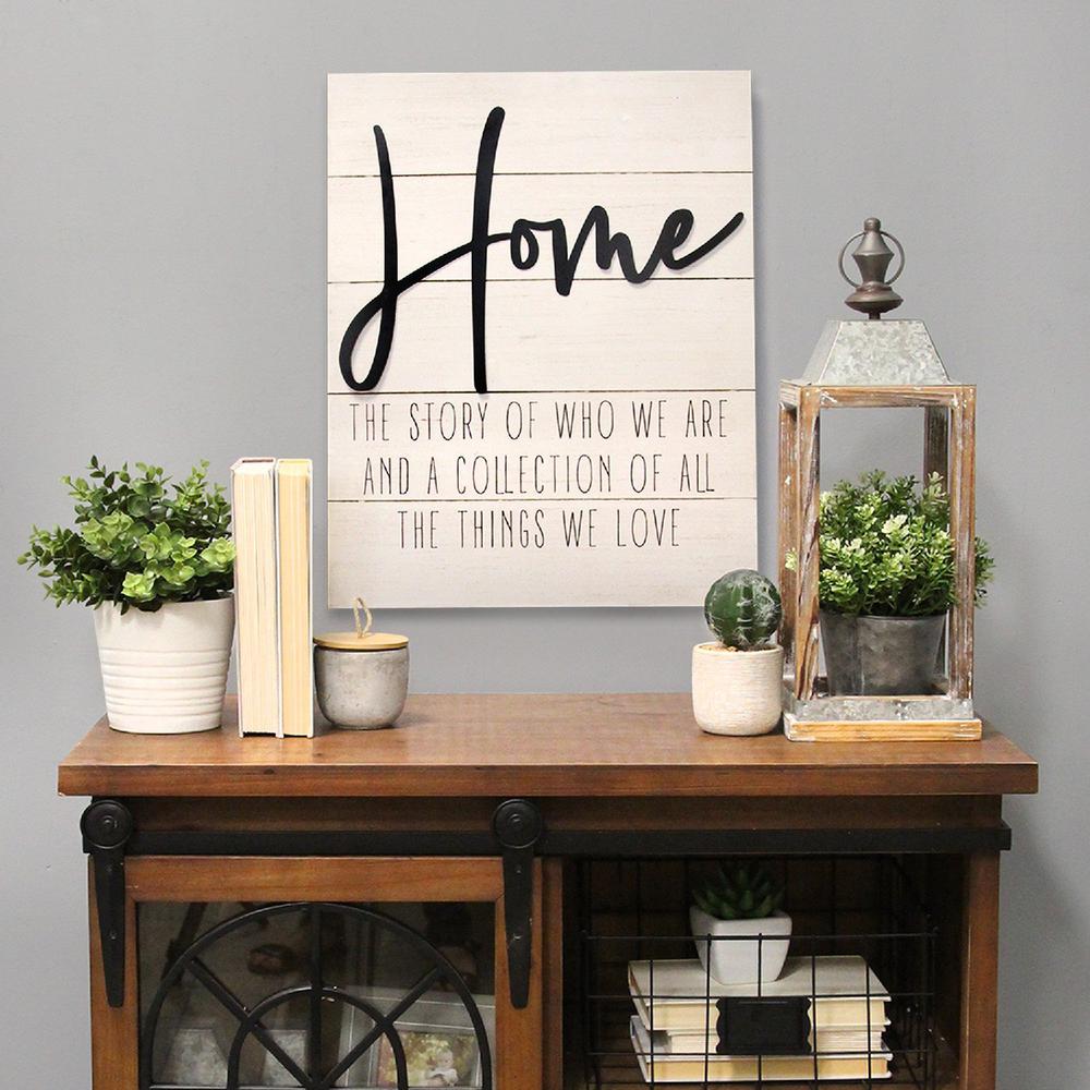 "Home" White Wood Metal Wall Decor - 373180. Picture 2