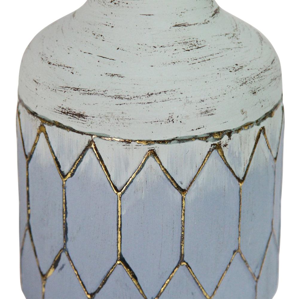 Bohemian Blue Distressed Metal Table Vase - 373220. Picture 4