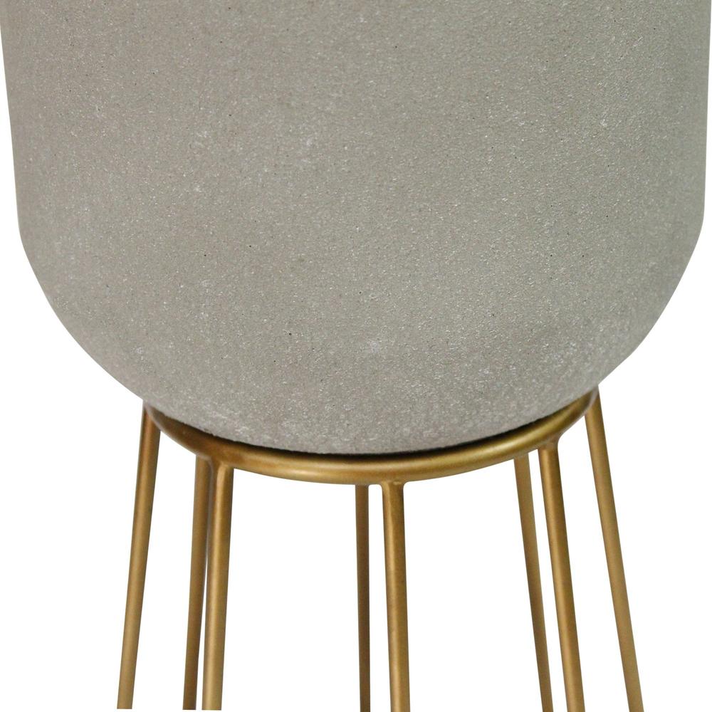 Faux Cement and Golden Metal Decorative Plant Stand - 373237. Picture 4
