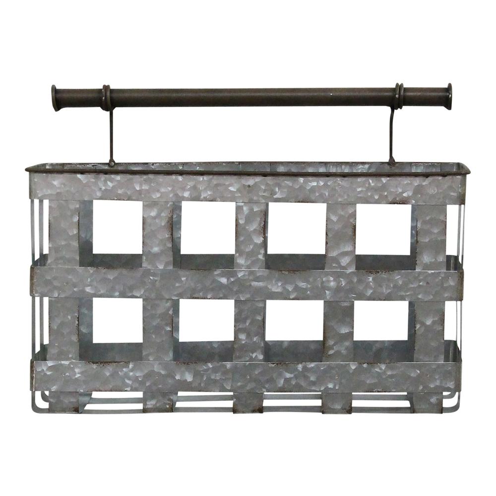 Galvanized Handcrafted Metal Wall Hanging Basket - 373257. The main picture.