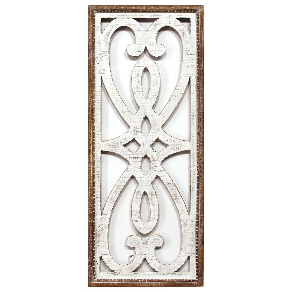 Distressed Heart and Fleur de Lis Wood Panel Wall Decor - 373271. Picture 1