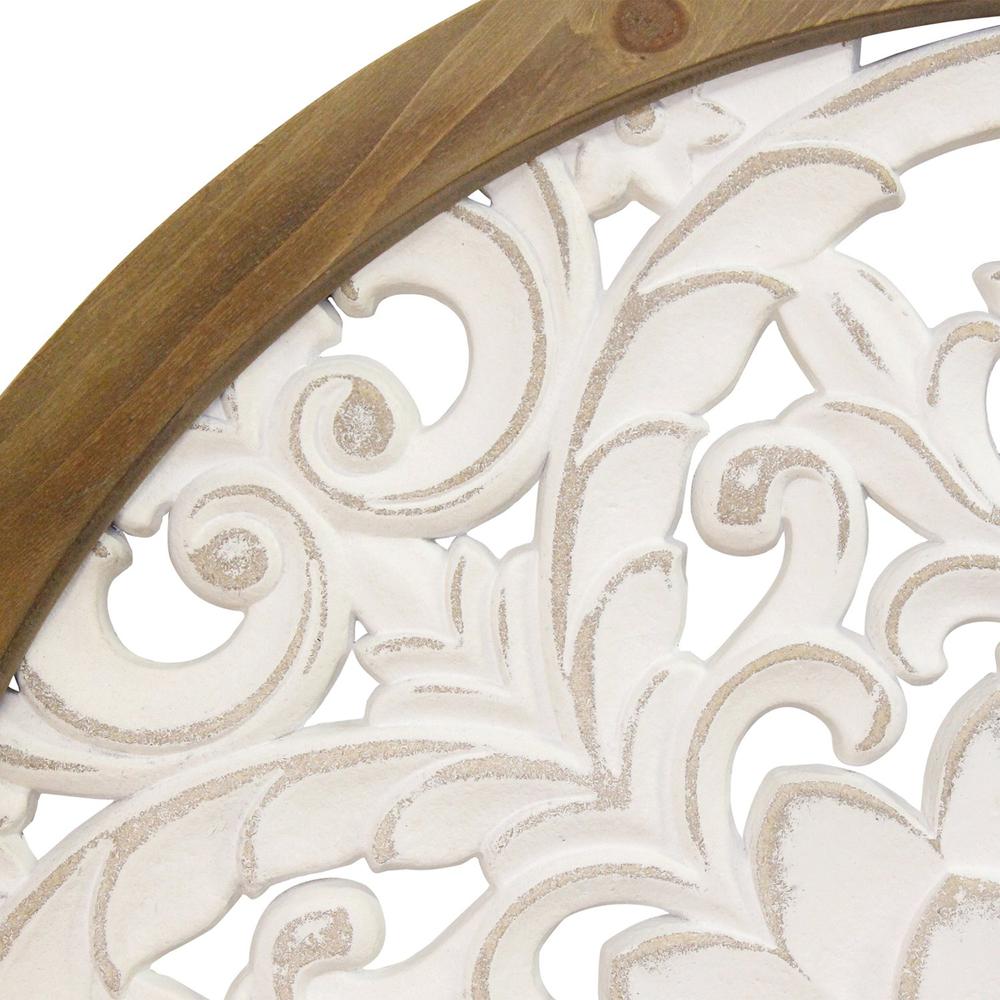 Distressed White and Natural Wood Scroll Design Over Door Wall Hanging - 373272. Picture 3