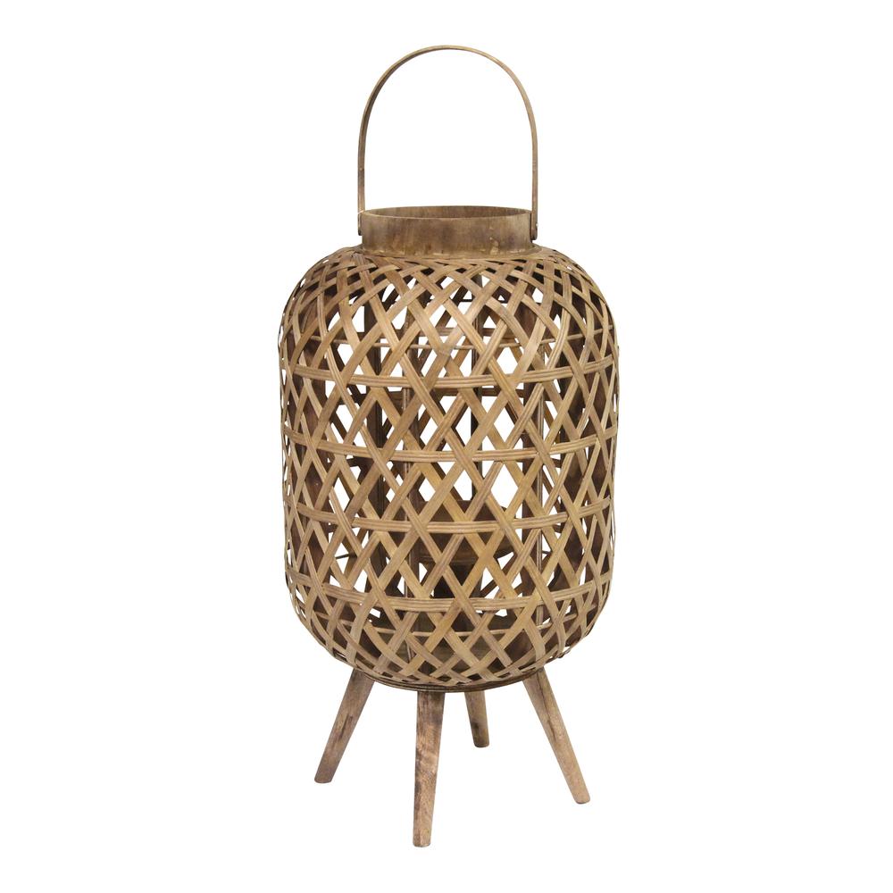 Coastal Bamboo and Wood Lantern Stand - 373313. The main picture.