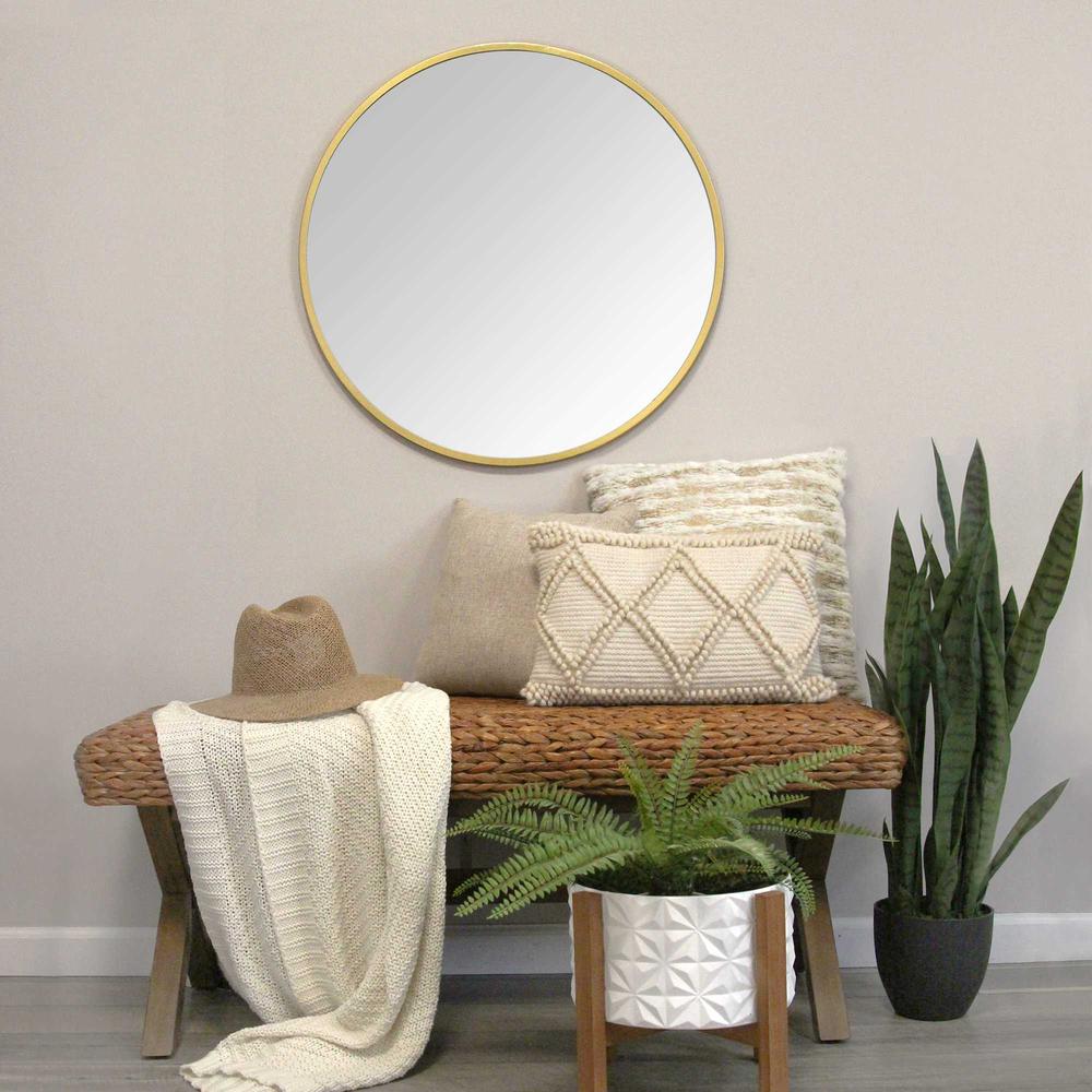 28" Aubrey Gold Metal Framed Wall Mirror - 373332. Picture 2