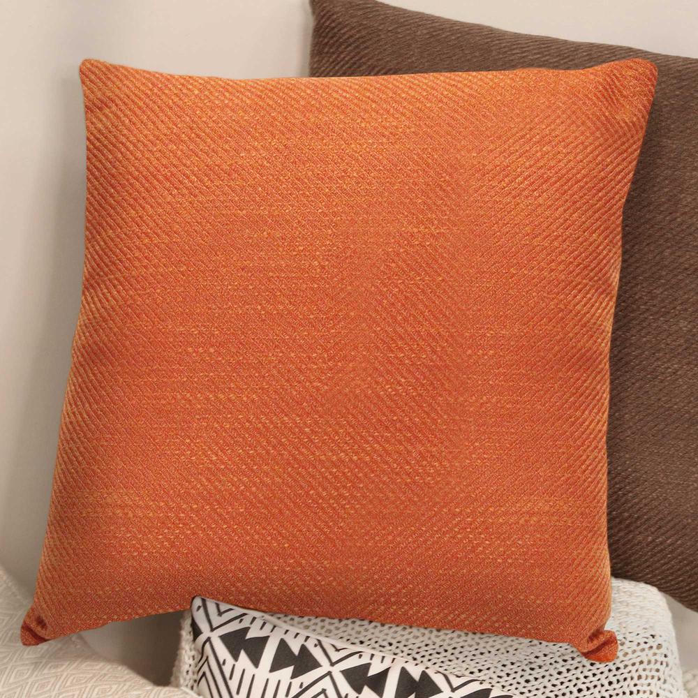 Square Burnt Orange Tweed Textured Throw Pillow - 373354. Picture 4