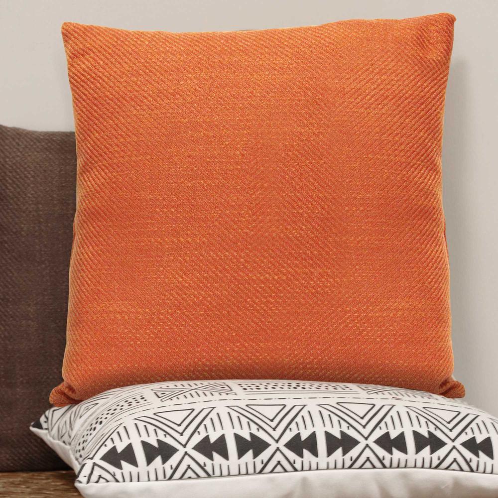 Square Burnt Orange Tweed Textured Throw Pillow - 373354. Picture 5