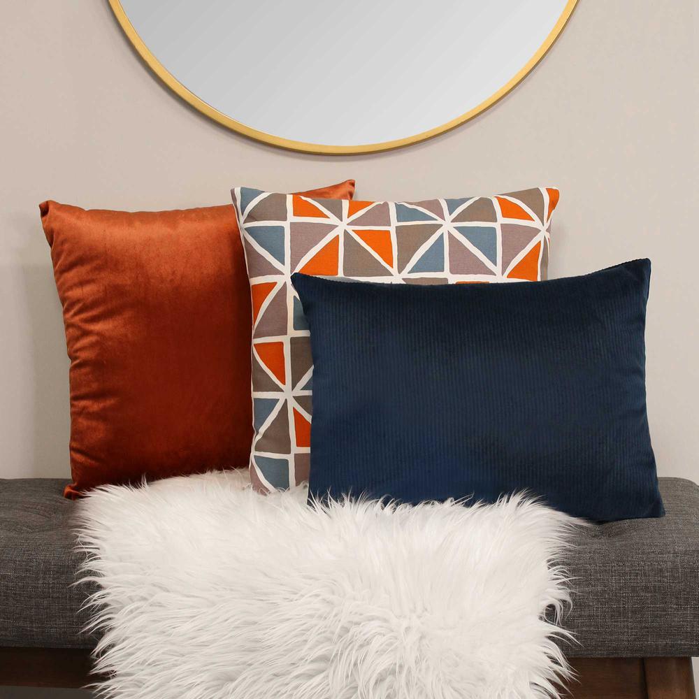 Orange and Blue Geometric Design Square Pillow - 373357. Picture 2