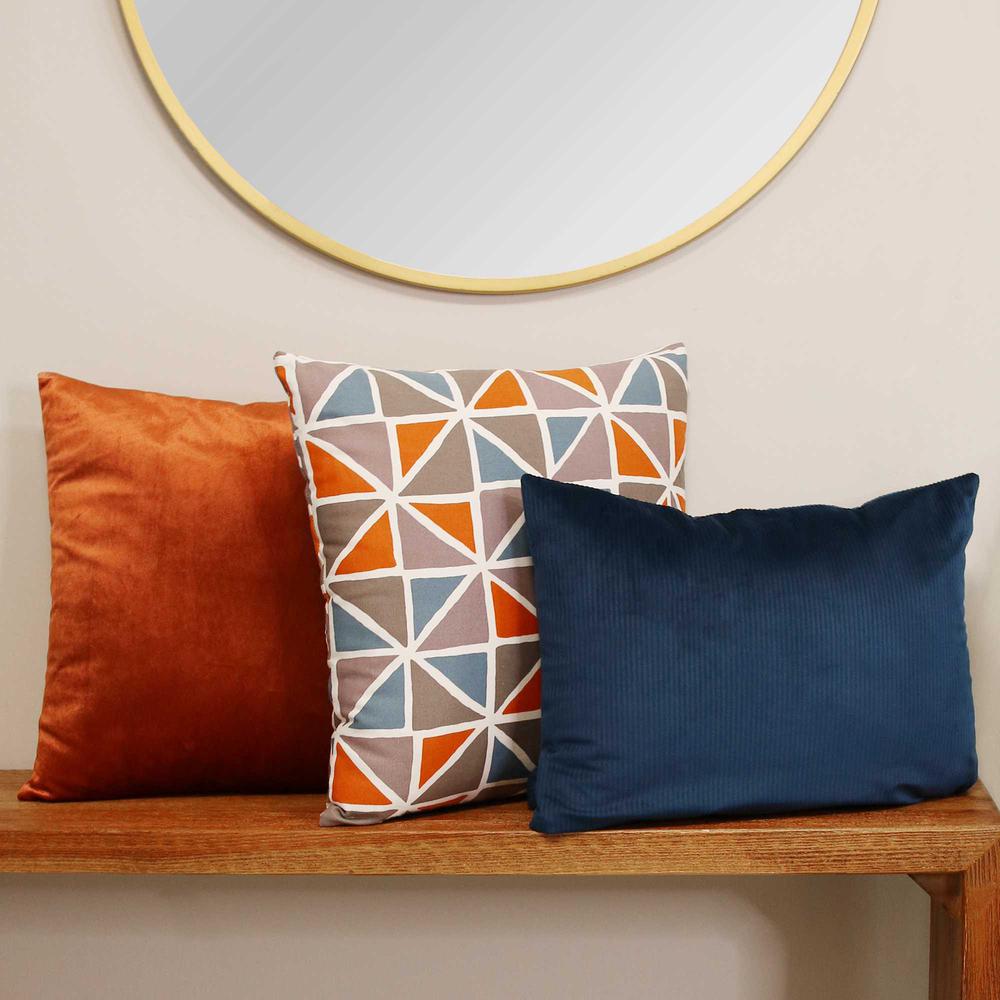 Orange and Blue Geometric Design Square Pillow - 373357. Picture 3