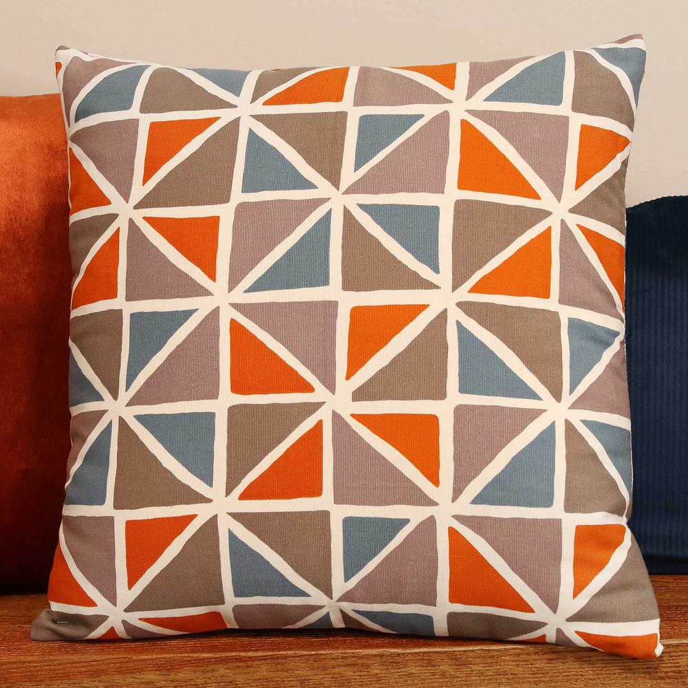 Orange and Blue Geometric Design Square Pillow - 373357. Picture 5