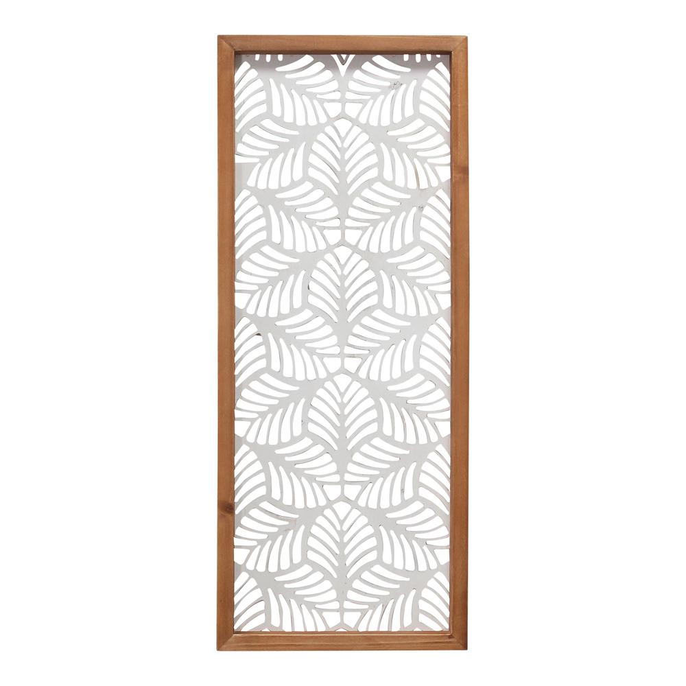 Carved Leaf Wood Framed Wall Panel - 373425. Picture 1