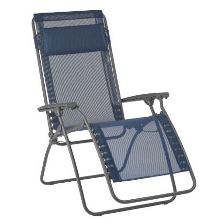 26.8" X 64.2" X 44.9" Ocean Powder Coated Multi-Position Folding Recliner - 373472. Picture 1