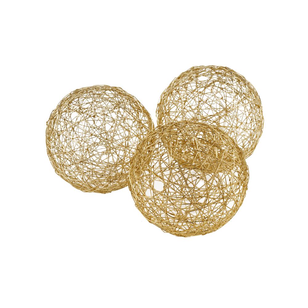 5" X 5" X 5" Gold Iron Wire Spheres Box Of 3 - 373742. The main picture.