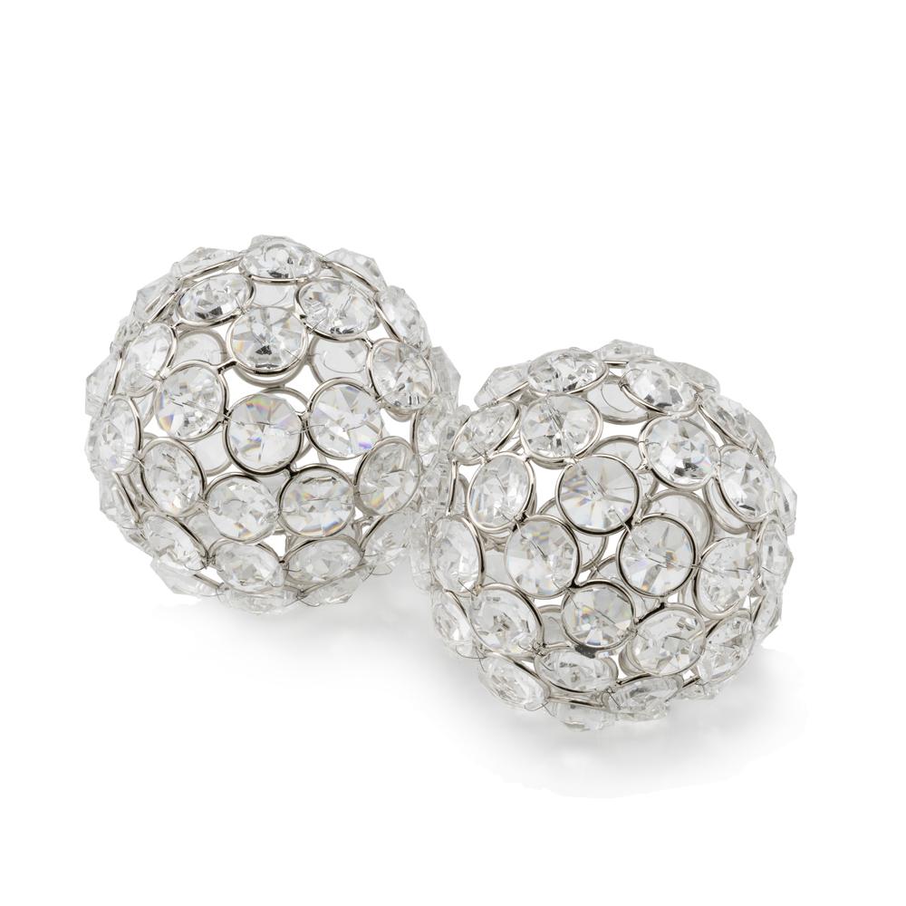 3" Silver Iron and Crystal Spheres Set Of 2 - 373743. Picture 1