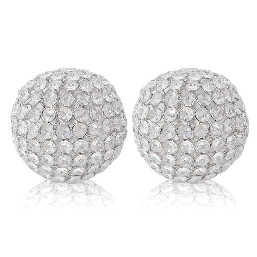 5" X 5" X 5" Silver Iron & Cristal Spheres Set Of 2 - 373745. Picture 1
